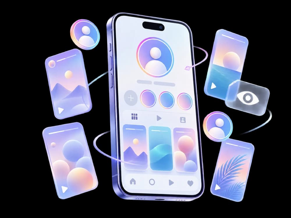 Instagram Story Viewer interface illustration