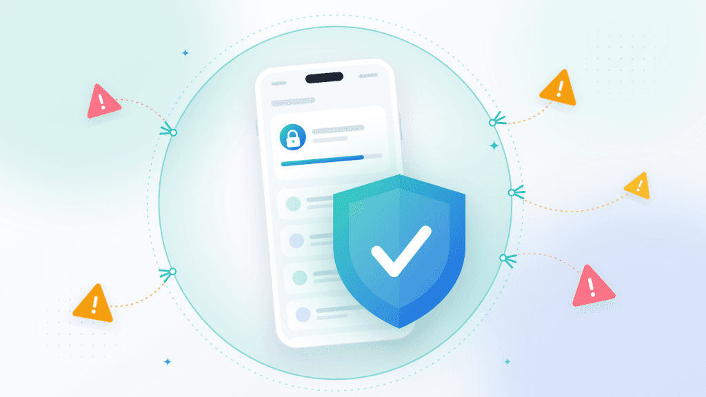 Illustration: shield protecting a smartphone - is an Instagram story viewer safe