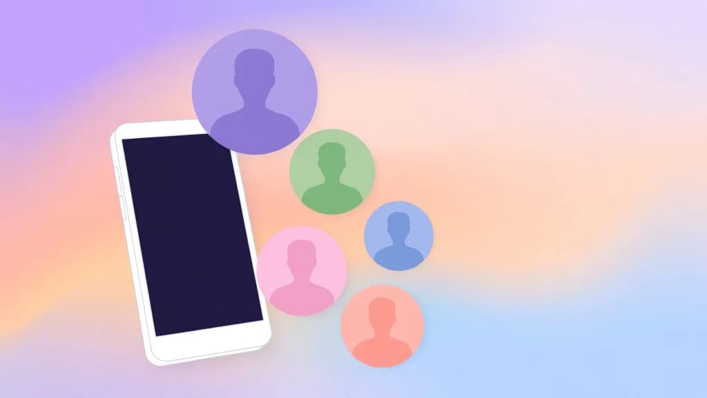 Smartphone showing ranked Instagram story viewer avatars illustration