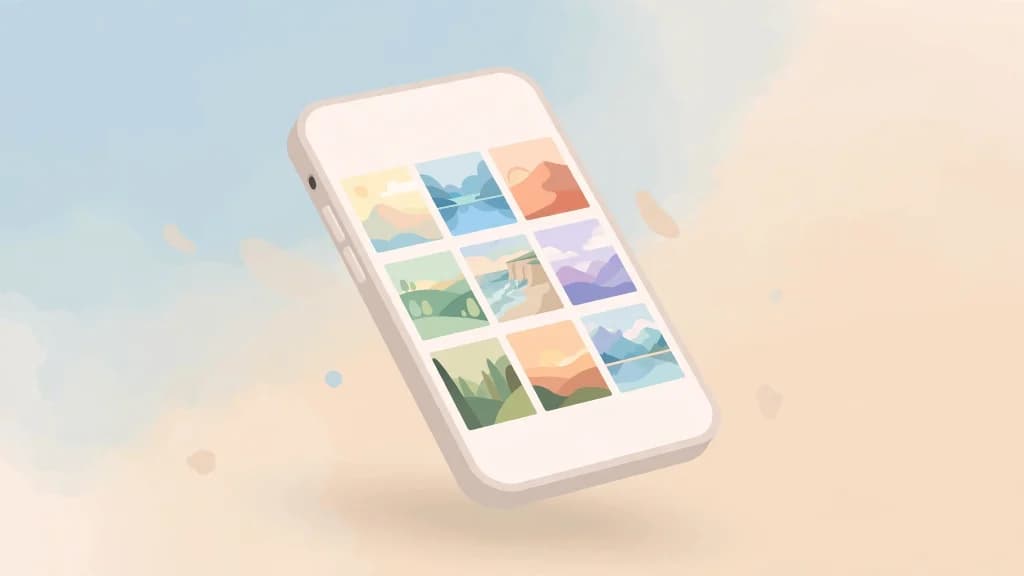 Smartphone showing a photo grid, illustrating how to view Instagram posts without an account
